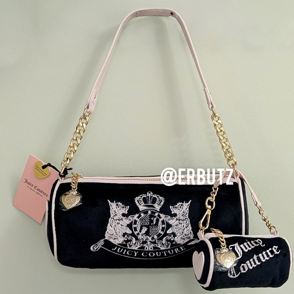 Juicy Couture Liquorice Choose Scottie Satchel Shoulder Bag w/ JC Bag Coin Purse